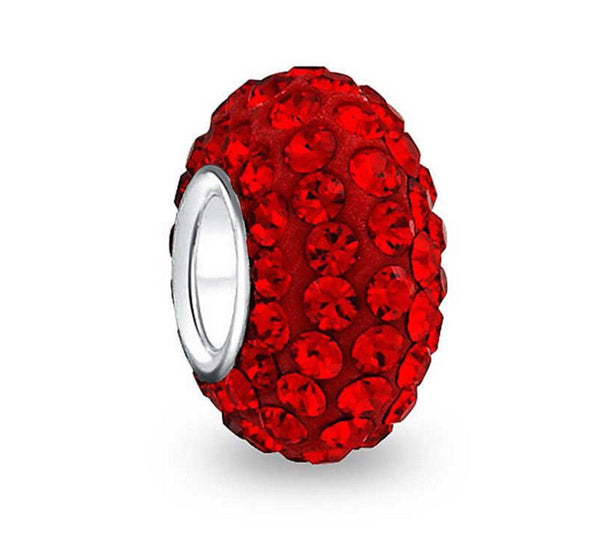 1pc 925 Sterling Silver January Red Birthstone Bead Charm, 12.5x7.5mm, Hole ID 4.8mm, Fit Pandora All Other Bracelets, EC684-1