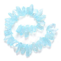 1 Strand Natural Raw Crystal Quartz Gemstone Beads, Large Drilled Stone Points, Aquamarine Blue AB Titanium Coated Gem Stick, 15 Inch, GA-E7