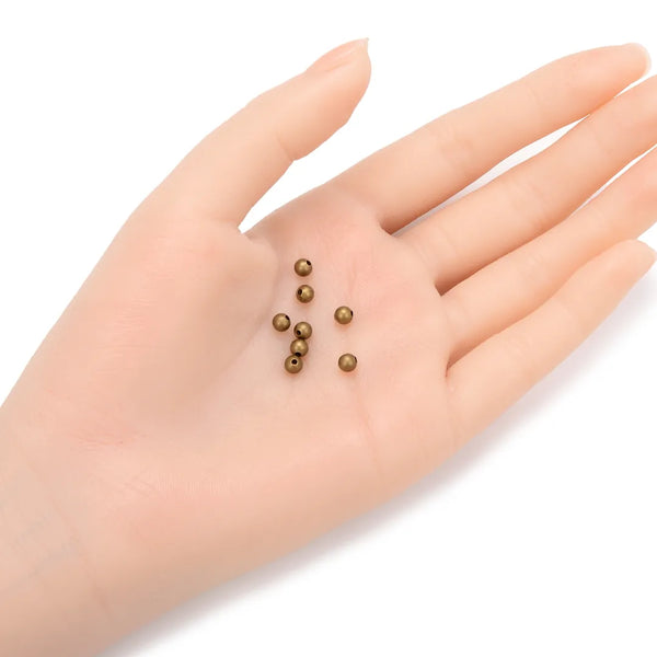 500pcs Small Tiny Seamless Smooth Round Beads, Antique Bronze Plated Brass, Tarnish Resistant, Size Selection: 2mm/3mm/4mm