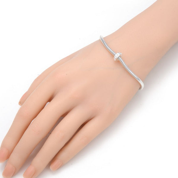 1pc 925 Sterling Silver Rubber Charm Holder Bead Stopper, Compatible with Pandora All Other 3mm Charm Bracelet, EC27-C1