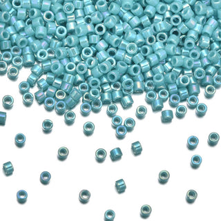 7.5g Miyuki Delica 10/0 Tube Seed Beads, Rainbow Turquoise Green DBM166