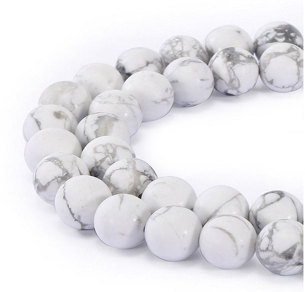 Natural White Howlite Gemstone Round Beads, 15 Inch/1 Strand, Size Selections: 4mm/6mm/8mm/10mm