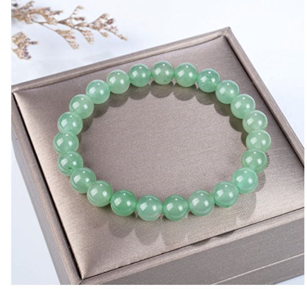1 Strand Stretch Natural Green Aventurine Beaded Gemstone Bracelet, 8mm Bead, Length Selections: 7 inch/7.5 inch/8 inch/8.5 inch