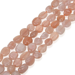 Natural Sunstone Gemstone Oval Tumbled Pebble Beads, Irregular, 8mm to 10mm, Hole ID 1mm, 15 Inch/1 Strand, GZ12-5