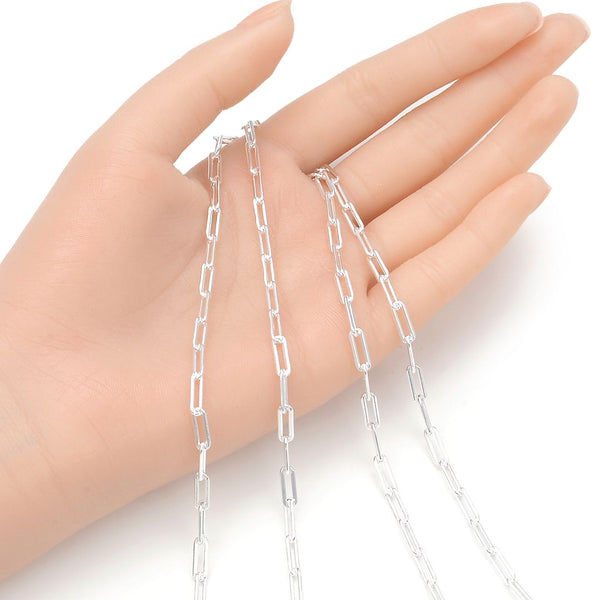 5 Feet 925 Sterling Silver Unfinished Paperclip Cable Chain Links, 3.5mm, Large Thick, SSK-D5