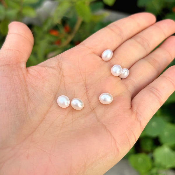 10pcs Natural AAA Grade High Luster Half Drilled Teardrop Pearls Beads, White Cultured Freshwater Pearls, 7-8mm, Hole ID 0.85mm, PT3-78