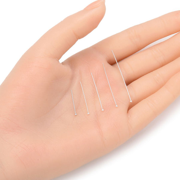 20pcs 925 Sterling Silver Ball Headpin Head Pins, 0.5mm/24 Gauge, Length Selections: 25mm/30mm/35mm/38mm/50mm