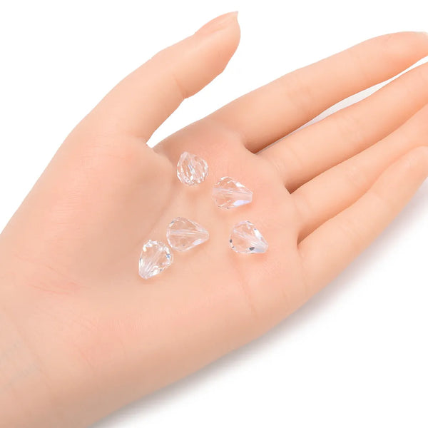 24pcs Adabele Austrian Faceted Teardrop Crystal Beads #5500, Crystal Clear, 12mm x 10mm, Hole ID 1.2mm, SST-1201