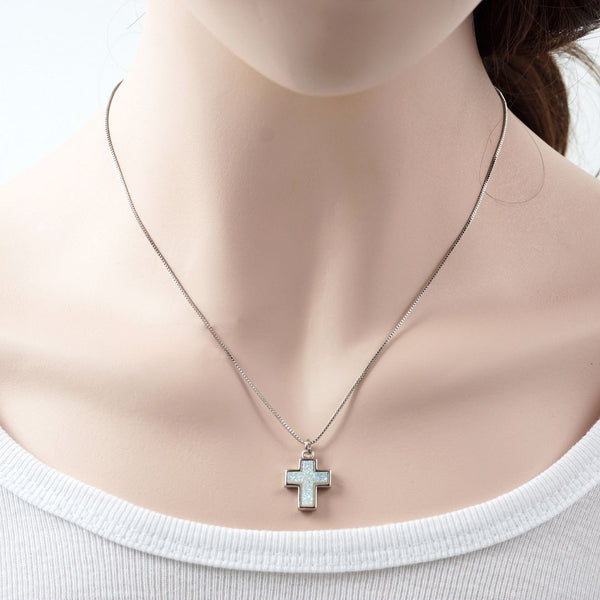 1pc Natural Druzy Crystal Pendant Necklace, Clear AB Cross Drop Small Gemstone Pendant, 18 inch Stainless Steel Surgical Chain, GGP19-5