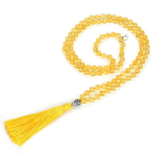 Adabele Premium 108 Mala Bead Tassel Necklace, 8mm Natural Citrine Yellow Gemstone, Gemstone, Buddhist Japa Prayer Beaded Jewelry RGN19