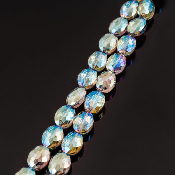 50pcs Creative Club Faceted Flat Oval Crystal Beads, Peridot Shimmer, 16x12mm/Large, Hole ID 1.1mm, CCO-36