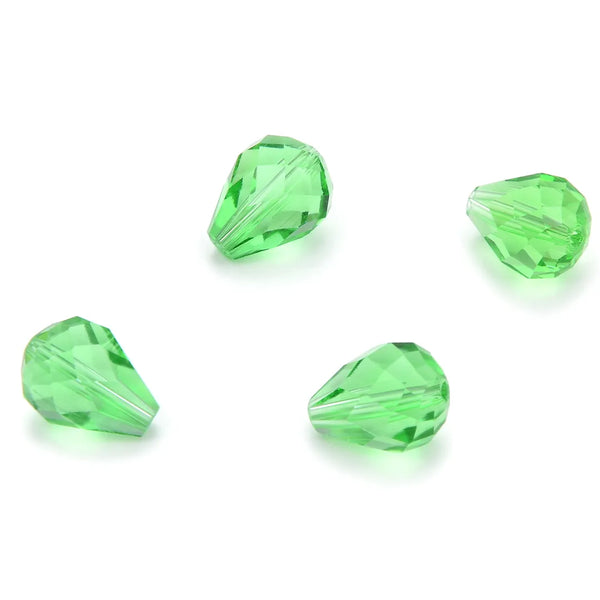 24pcs Adabele Austrian Faceted Teardrop Crystal Beads #5500, Peridot Green, 10mm x 8mm, Hole ID 1.1mm, SST-1016