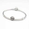 1pc Solid 925 Sterling Silver Sea Shell Bead Ocean Lover Charm, Compatible with Pandora All Other Charm Bracelet, EC224