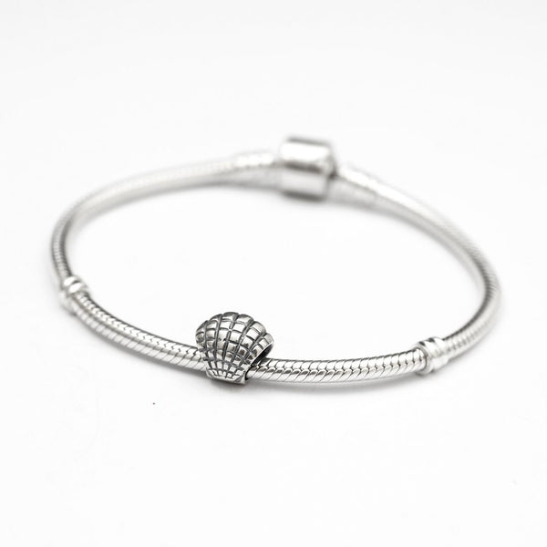 1pc Solid 925 Sterling Silver Sea Shell Bead Ocean Lover Charm, Compatible with Pandora All Other Charm Bracelet, EC224