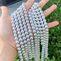 Natural Hematite Gemstone Round Beads, Silver Plated, 15 Inch/1 Strand, Size Selections: 6mm/8mm/10mm