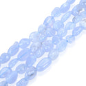 Natural Blue Lace Agate Gemstone Oval Tumbled Pebble Beads, Irregular, 8mm to 10mm, Hole ID 1mm, 15 Inch/1 Strand, GZ12-2