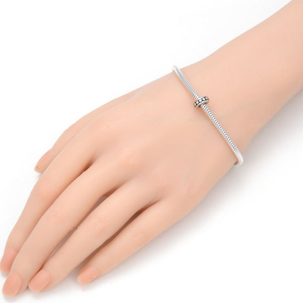 1pc 925 Sterling Silver Rubber Charm Holder Bead Stopper, Compatible with Pandora All Other 3mm Charm Bracelet, EC27-C3
