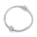 1pc Real 925 Sterling Silver Sparkle Flower Cubic Zirconia Bead Charm, Compatible with Pandora All Other Charm Bracelet, EC6-B1