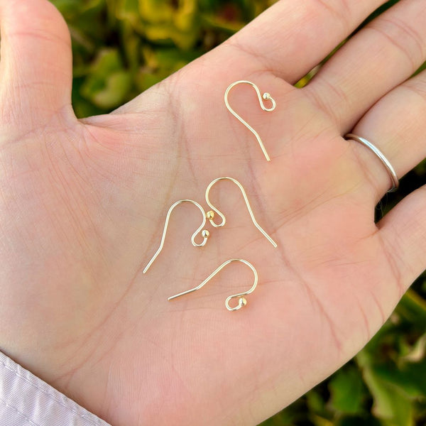 10pcs Real 1/20 14K Gold Filled Ball End Fish Earring Hooks, 20mm, 3mm Ball, 0.8mm/20 Gauge, JK1-A7
