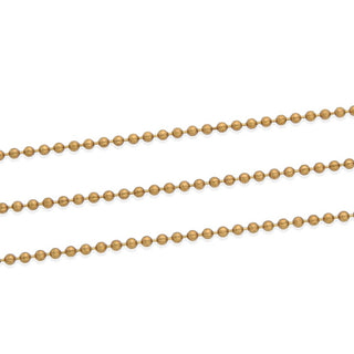 33 Feet Beaded Round Ball Chain Link, Raw Brass Uncoated/Unplated, 1mm Small Thin