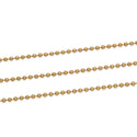 33 Feet Beaded Round Ball Chain Link, Raw Brass Uncoated/Unplated, 2mm, CK10-H2
