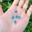 10pcs Grade A March Aquamarine Blue Teardrop Birthstone Charm Drop, Sterling Silver Plated Brass, Size Selections: 11x7mm, 14x8mm, 16x9mm