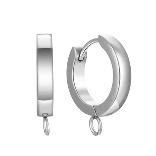 10pcs 304 Surgical Stainless Steel 16mm Round Huggie Hoop Earring Hooks – Open Ring, 3mm Wire Gauge