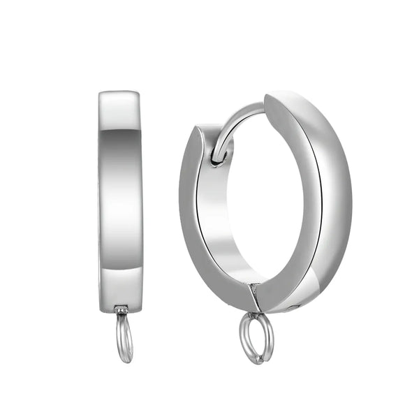 10pcs 304 Surgical Stainless Steel 16mm Round Huggie Hoop Earring Hooks – Open Ring, 3mm Wire Gauge