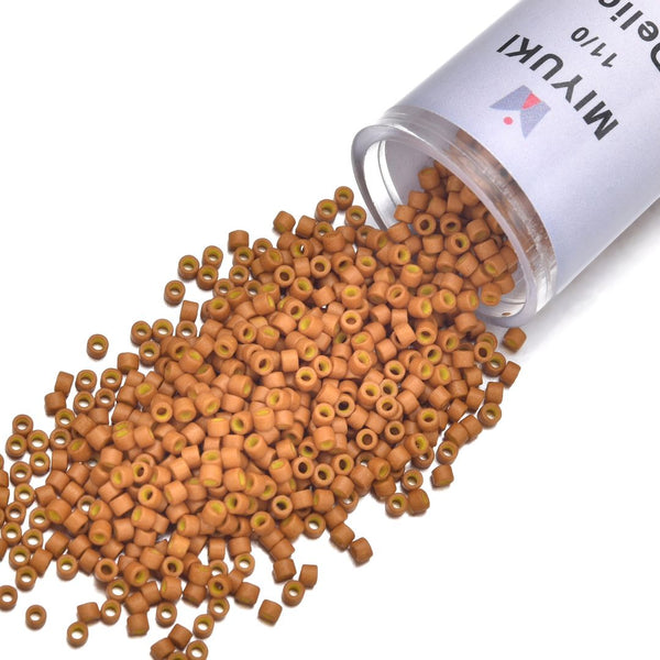 7.5g Miyuki Delica 11/0 Seed Beads, Opaque Pumpkin DB653