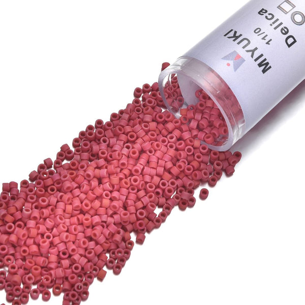7.5g Miyuki Delica 11/0 Seed Beads, Opaque Matte Luster Red DB362