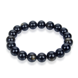 1 Strand Stretch Natural Gold Sheen Obsidian Beaded Gemstone Bracelet, 8mm Bead, Length Selections: 7 inch/7.5 inch/8 inch/8.5 inch