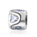 Real 925 Sterling Silver Heart Bead, June Birthstone Charm Cubic Zirconia CZ Gemstone,...