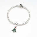 1pc Solid 925 Sterling Silver Tree Happy Holiday Bead, Compatible with Pandora All Other Charm Bracelet, EC666