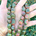 Natural Unakite Jasper Gemstone Tumbled Nugget Beads, Irregular, 10mm-13mm, Hole ID 1mm, 1 Strand/15 Inch, GZ4-10