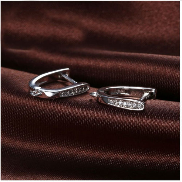 4pcs Sterling Silver Leverback Earring Hooks, Cubic Zirconia CZ, Tarnish Resistant Rhodium Plated, 14.5mm, Strong, SS386