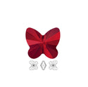 20pcs Creative Club Butterfly Crystal Glass Beads #5754, Center Drilled, January Siam Red Birthstone, 10mm, Hole ID 1mm, CCBF-5