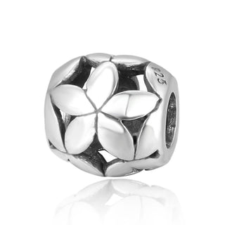 Real 925 Sterling Silver Star Flower Bead Charm, Compatible with Pandora All Other Charm Bracelet