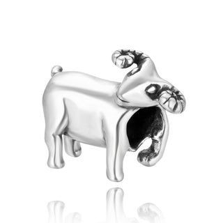 Solid 925 Sterling Silver Charm Ram Sheep Bead, Compatible with Pandora All Other Charm Bracelets