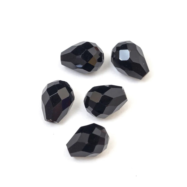 24pcs Adabele Austrian Faceted Teardrop Crystal Beads #5500, Jet Black, 8mm x 6mm, Hole ID 1mm, SST-823