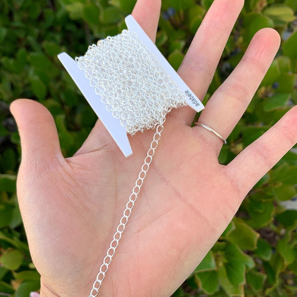 5 Feet 925 Sterling Silver Unfinished Twisted Oval Curb Cable Chain Links, 3.4mm, SSK-O3