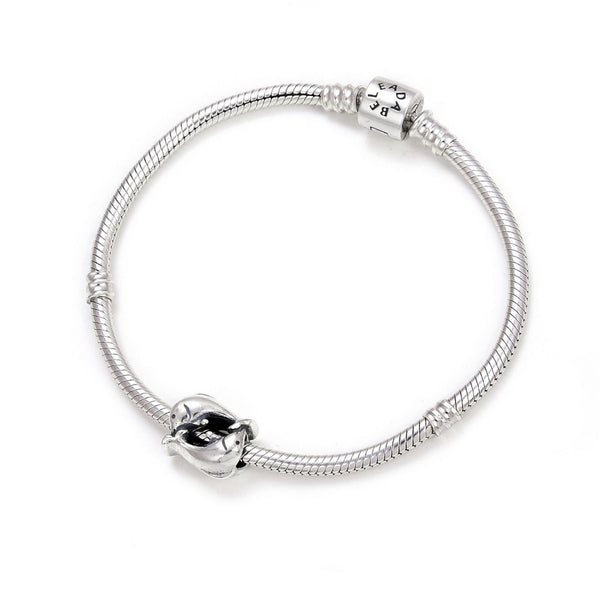 1pc 925 Sterling Silver Dancing Dolphin Charm Bead, Compatible with Pandora All Other Charm Bracelets, EC2-S1