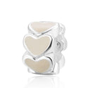 Solid 925 Sterling Silver Cream White Love Heart Bead Charm