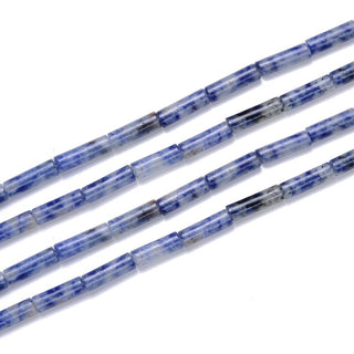 Natural Blue White Chinese Sodalite Gemstone Cylinder Tube Beads, 13x4mm, Hole ID 1mm, 14.5 Inch/1 Strand, GH-H8