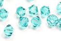 100pcs Preciosa Faceted Bicone Crystal Beads, Blue Zircon, Size Selections: 3mm/4mm/6mm