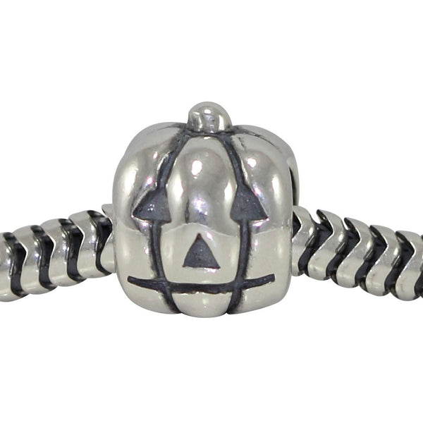 1pc Solid 925 Sterling Silver Happy Pumpkin Bead Charm, Compatible with Pandora All Other Charm Bracelet, EC129