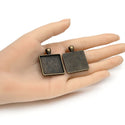 20pcs Large Sturdy Square Bezels, Pendant Base, Antique Bronze, Designed for 25mm Cabochon Resin Cameo Photo, MC-H5