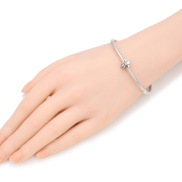 20pcs Fleur De Lis Iris Lily Large Hole Beads, Hole ID 4.5mm, Antique Silver, Zinc Alloy Metal, MEC-D5