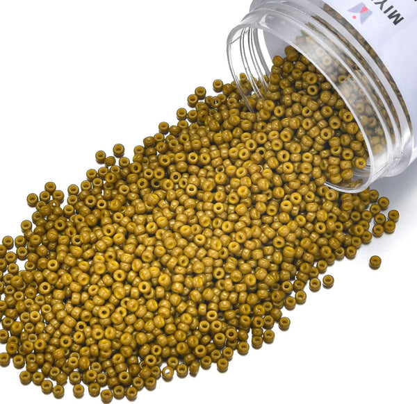 25g Miyuki Rocaille 11/0 Seed Beads Duracoat Opaque Spanish Olive RR-4491