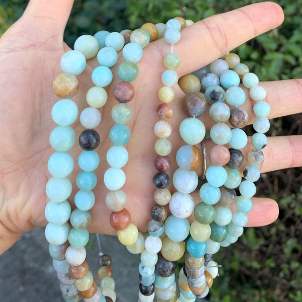 Amazonite Gemstone Beads Strand | Multi-Color Natural Stone | Adabele