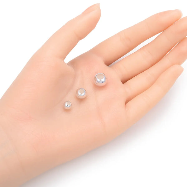 5pcs 925 Sterling Silver Large Hole Round Spacer Beads, 10mm, Hole ID 4.5mm, SS200-10